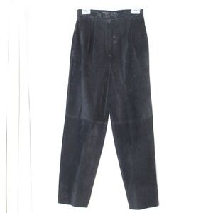 Vtg 90s I.B. International Black Suede Pleated High Waisted Pants Women’s 28x27
